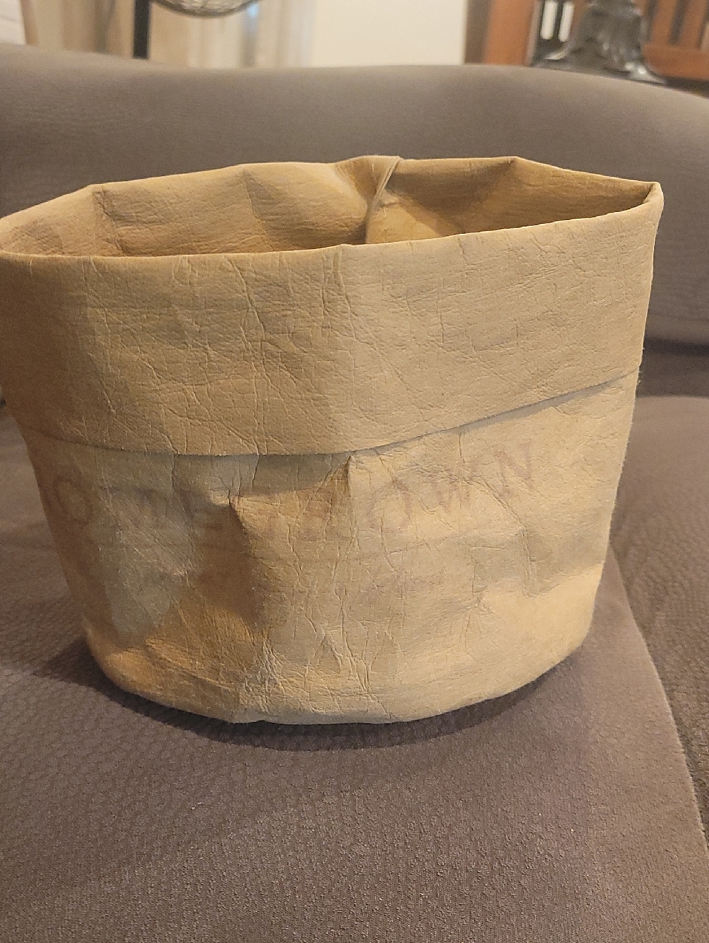 Neutral Tan Faux-Leather Foldable Storage Basket - Home Accents